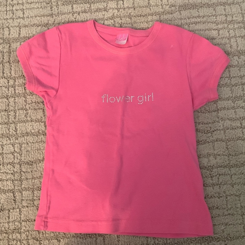 Flower, girl, shirt, pink, short sleeve, size girls, medium